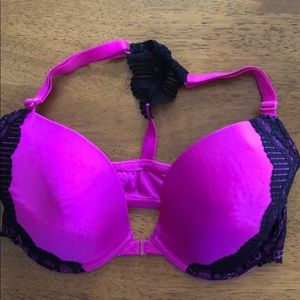 Clearance $7 Hot pink and black 34E racerback front close bra